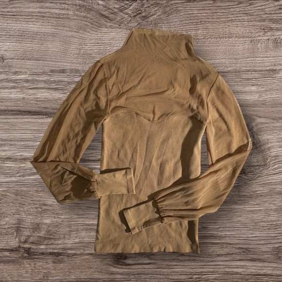 Free People Tops - NWT Free People Sheer Mesh Nude Colored High Neck Statement Top